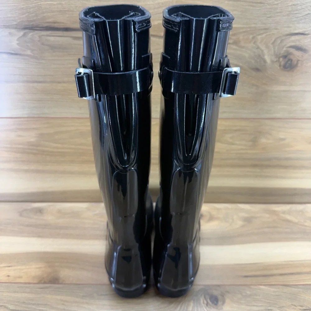Hunter Original Tall Back Adjustable Boot 5 EU 36 Gloss Black Waterproof Wellies